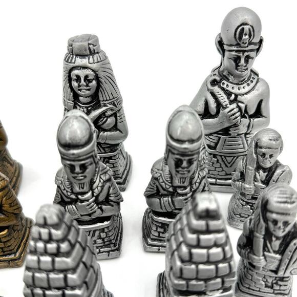 Vintage 32 Piece Replacement Chess Piece Set Egyptian Style Ceramic Glazed - Picture 5 of 15